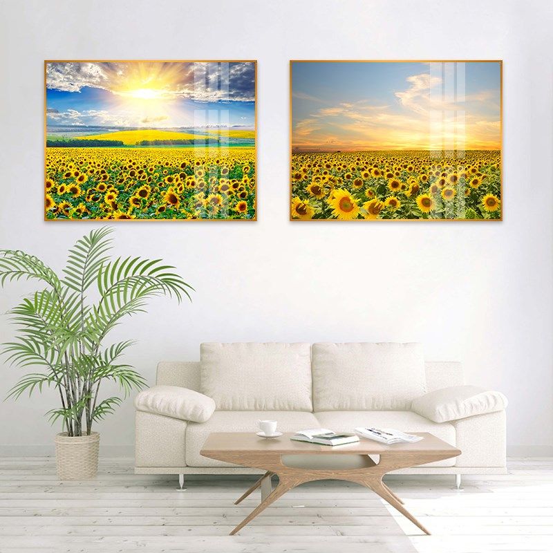 向日葵阳光风景画客厅挂画走廊过道壁画儿童墙画背景墙有框画横版