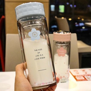 层玻璃杯泡茶女文艺带茶隔防烫商务水杯学生可爱柠檬杯子办公杯