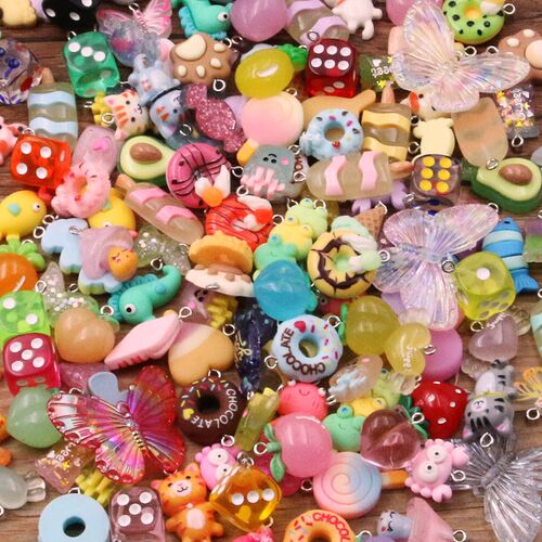 10Pcs 37 Styles Mix Fruit Animals Popsicle Candy Resin Earri