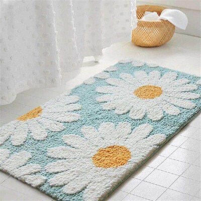 Daisy Bathroom Mat Nordic Fluffy Carpet Area Rug Bath Room