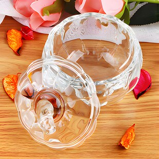 水晶玻璃碗甜品杯燕窝盅南瓜精致高级感器皿小水果盘带盖小碗容器