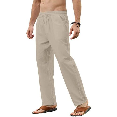 Mens Cotton Linen Pants Casual Loose Pants Male Breathable