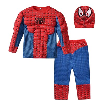 Spiderman Boys Girls Muscle Costumes with Mask Cloak Movie