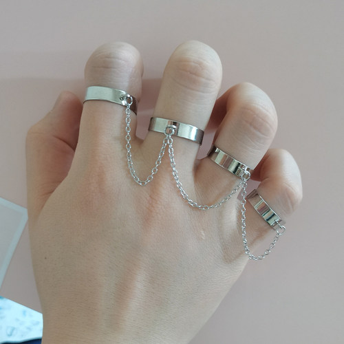 Punk Cool Hiphop Chain Rings Multi-layer Adjustable Open Fin