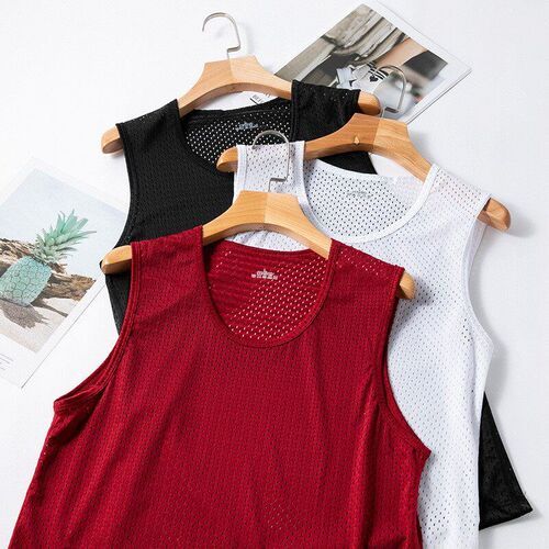 Ice Silk Mesh Vest Mens Thin Slim Fitness Sleeveless Mens