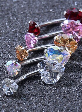 Heart Crystal Belly Button Rings Belly Bar Navel Piercing Je