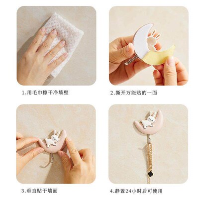 Rabbit Hook Self-Adhesive for Bathroom Dormitory Door Cartoo
