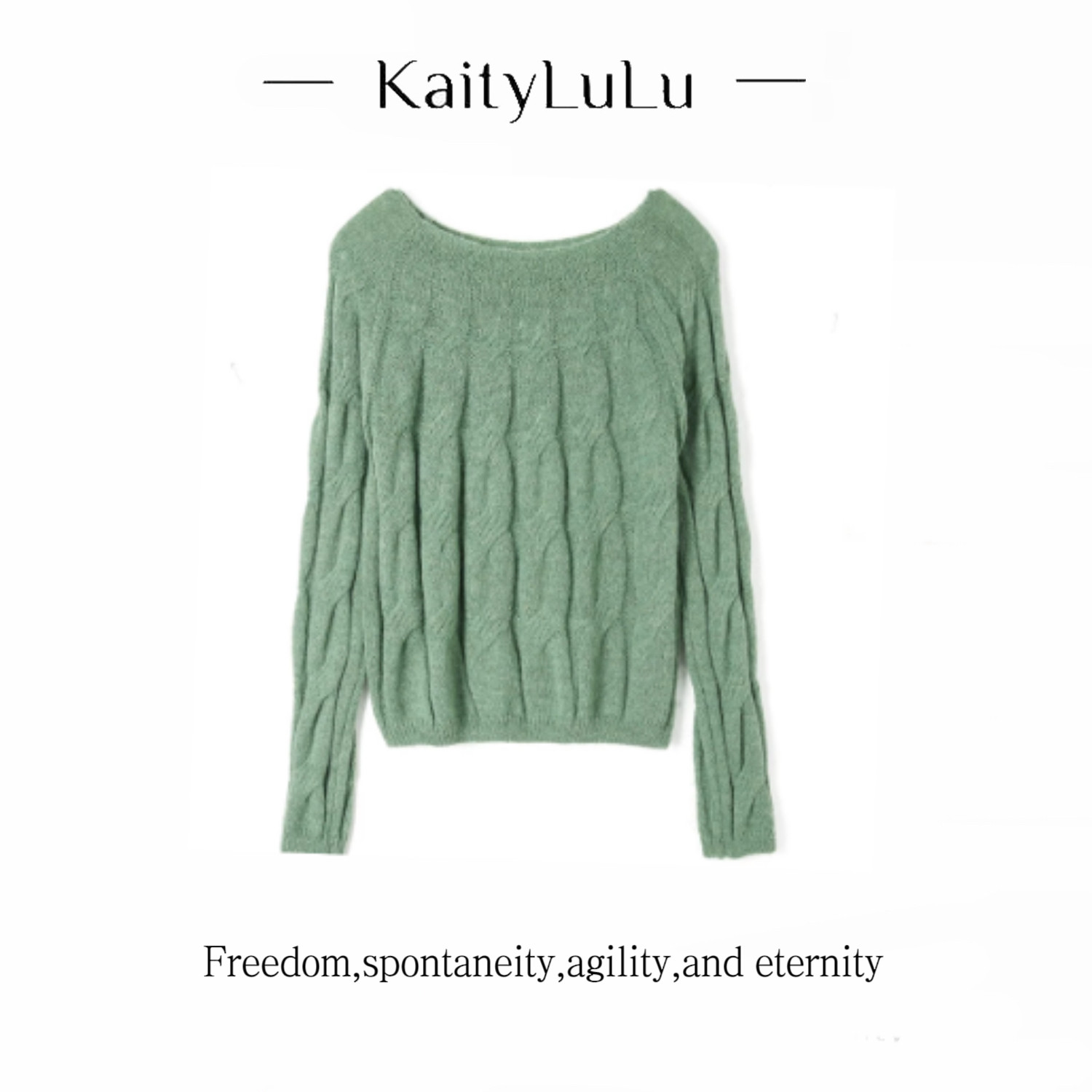 KaityLuLu【相拥气泡】 个性小船领麻花毛衣KT903D013