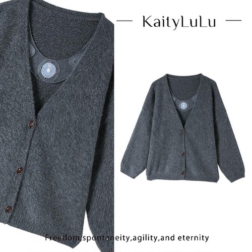 KaityLuLu【海棠未眠】 百搭个性V领开衫毛衣KT903Z026