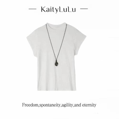 KaityLuLu【焦糖拿铁】 百搭个性中领短袖KT903C012