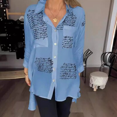 2025 Swallowtail Swing Stand Fashion Printed Shirt Women