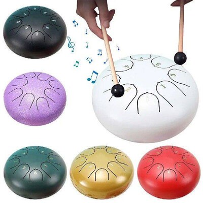 6 Inch 8 Notes Steel Tongue Drum with Drum Mallets Stickers