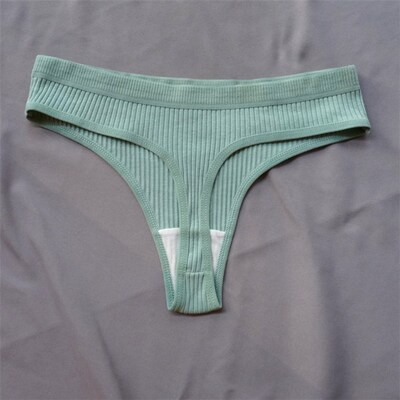 3 Pcs Seamless Ladies Ribbed Cotton Thong Simple Womens Low