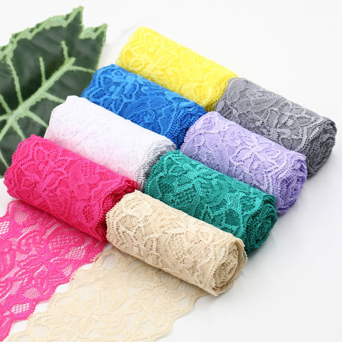 8cm Spandex Lace Elastic Crafts Sewing Ribbon White Black Sr