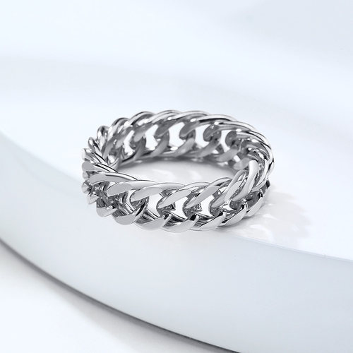 Mens Miami Cuban Chain Ring ,6MM Stainless Steel Curb Link B