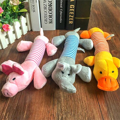 Cute Pet Dog Cat Plush Squeak Sound Dog Toys Funny Fleece Du