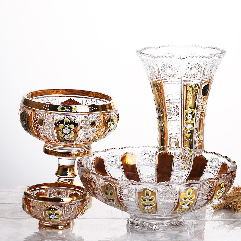 奢华珐琅花描金花瓶桌面插花器客厅摆件大号果斗高脚果斗水果盘,家居饰品,花瓶,淘宝优惠券,粉丝福利购,淘宝优惠卷