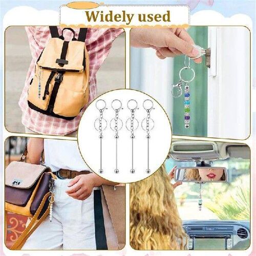 VEHO-20 Pcs Beadable Keychains Bars, Metal Beaded Keychain