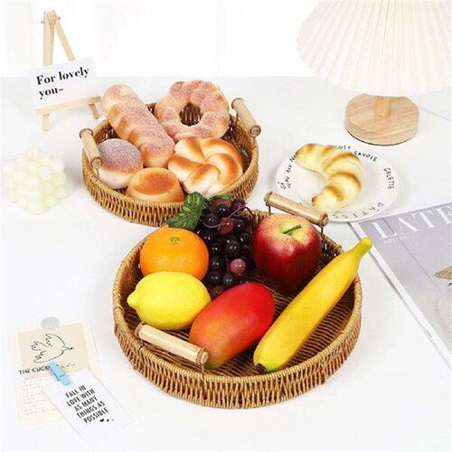 Double Handle Bread Storage Basket Artificial Simulated