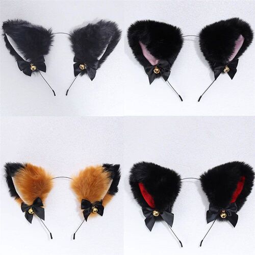 Cat Ears Headband With Bell Animal Cosplay Girl Furry Party