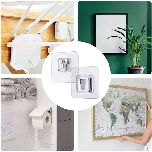 Multi-Purpose Transparent Hooks Double-sided Adhesive Wall H