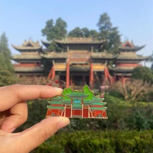 山西文创关帝庙祖庙飞龙复古创意金属磁贴山西关帝庙关文