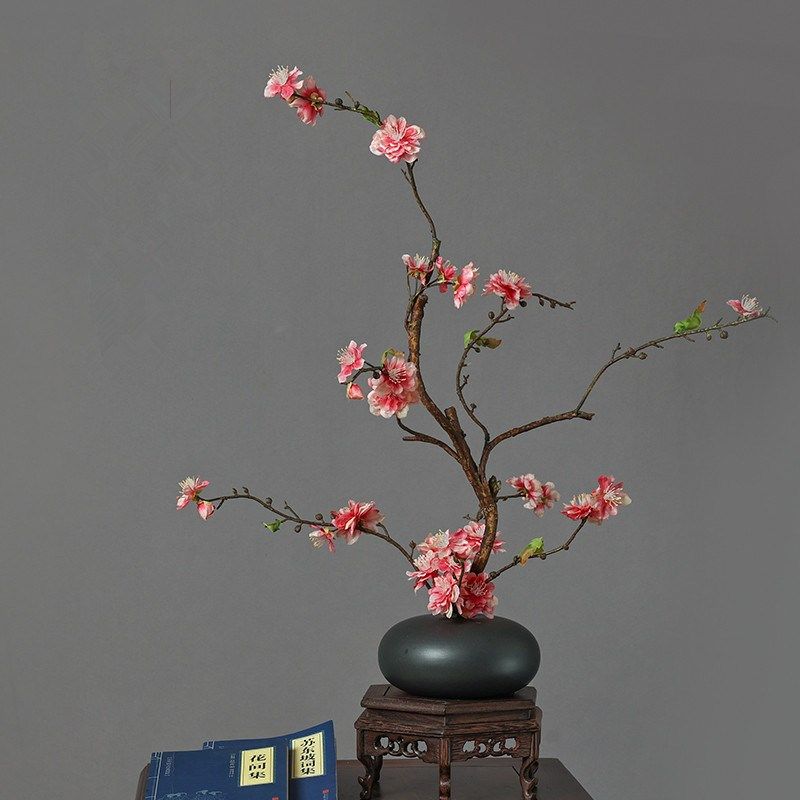 桃花餐桌假花摆件盆景插花圆桌摆花办公室仿真花装饰客厅中式,家居饰品,婚庆/商业花艺,淘宝优惠券,粉丝福利购,淘宝优惠卷