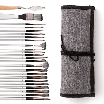 Kit 24 pieces Paint Brush Set for Watercolor Acrylic Gouache