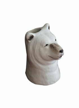 手绘小花瓶出口欧式彩绘釉下彩陶瓷动物小罐子笔筒家居可爱小摆件