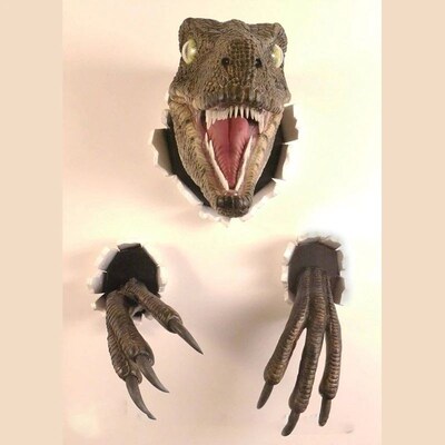 3D Dinosaur Decoration Velociraptor Set Resin Wall Atmospher