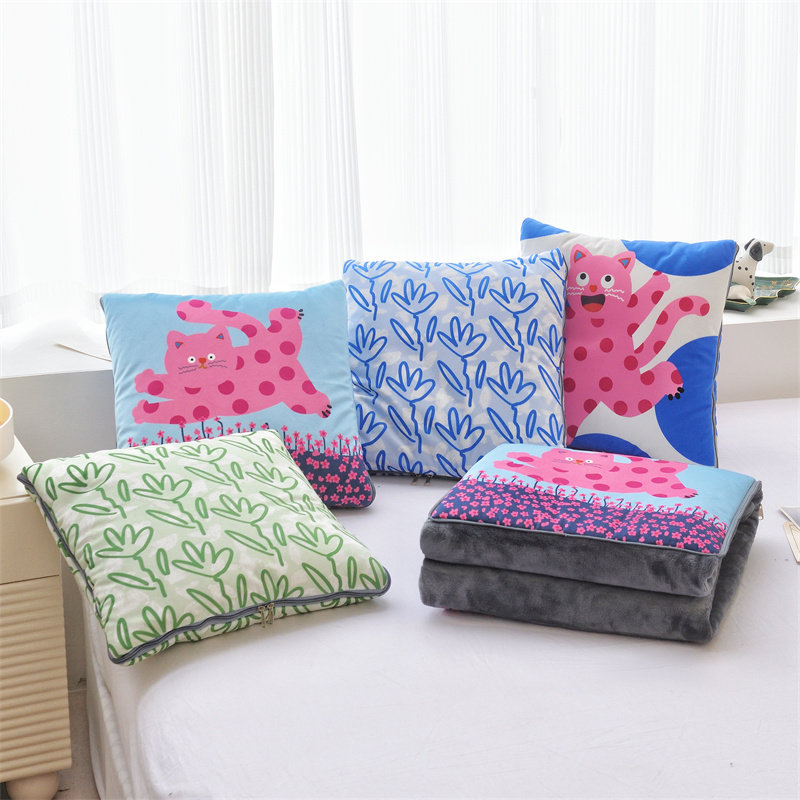 卡通印花折叠抱枕被两用毯子二合一加厚车载客厅沙发空调毯披肩毯,居家布艺,抱枕被,淘宝优惠券,粉丝福利购,淘宝优惠卷