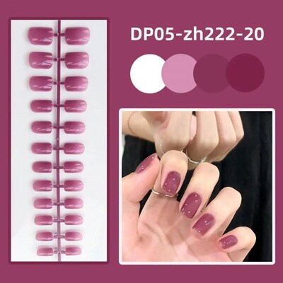 24pcs Detachable Short Square Head False Nails Solid Color B