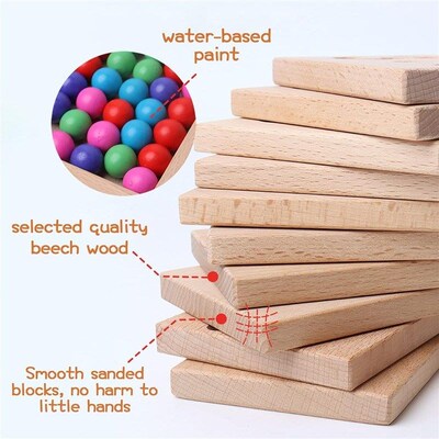 Wooden Number formtion Tracing Board Math Beads Counting Toy