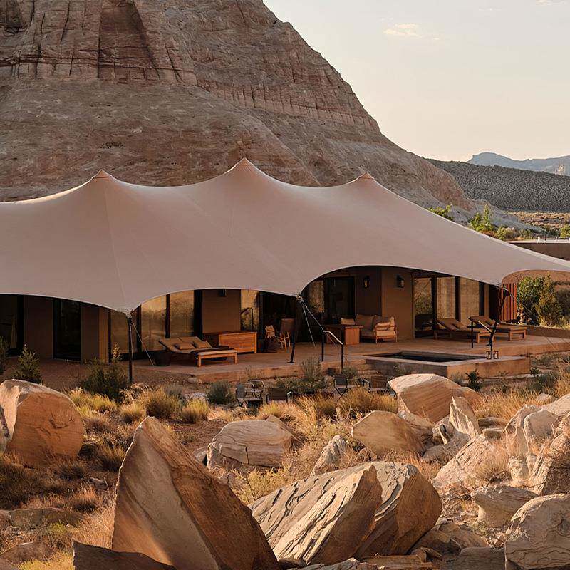 户外三峰尖顶酒景宿店t帐篷民营地帐篷野奢378ten张拉膜区接待篷