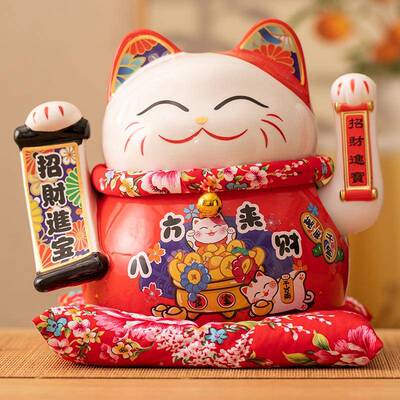 陶瓷摇手招财猫摆开SZY-M-02银业大小店铺收台件家居号客厅礼品自