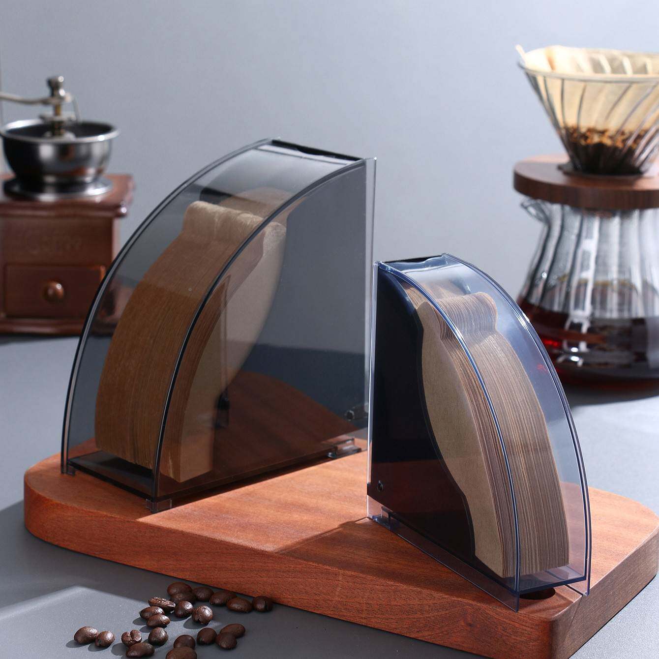 咖啡收滤纸盒V2扇HIY形0锥形纸纳盒手冲咖啡防尘塑料滤盒