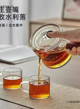 热玻璃茶具套装茶耐功茶家用会客茶ALsj5896夫杯简约茶台壶办公泡
