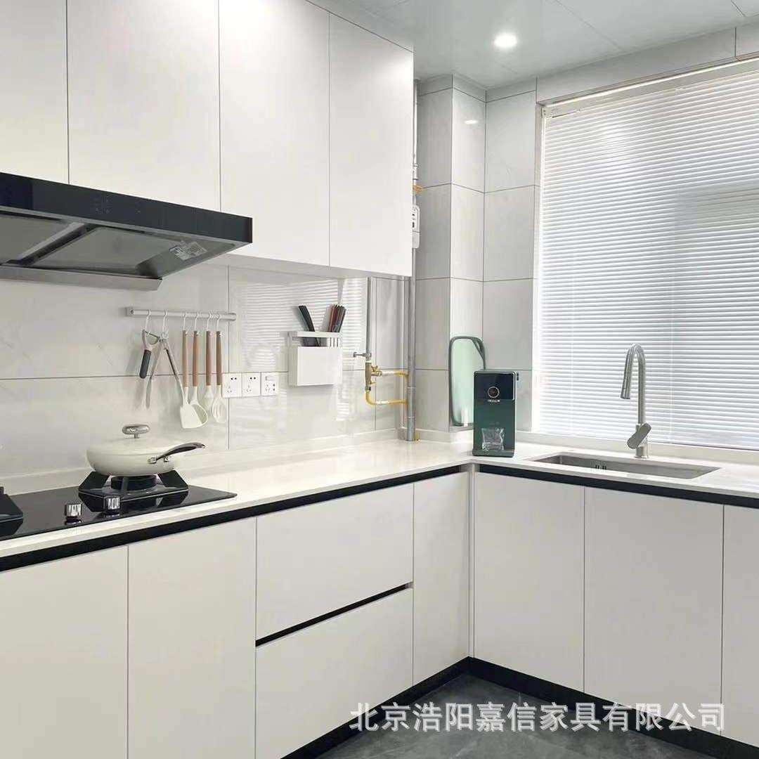 北京爱格板厂家全屋整体橱柜烤漆开放式厨房石英石台面橱柜设计