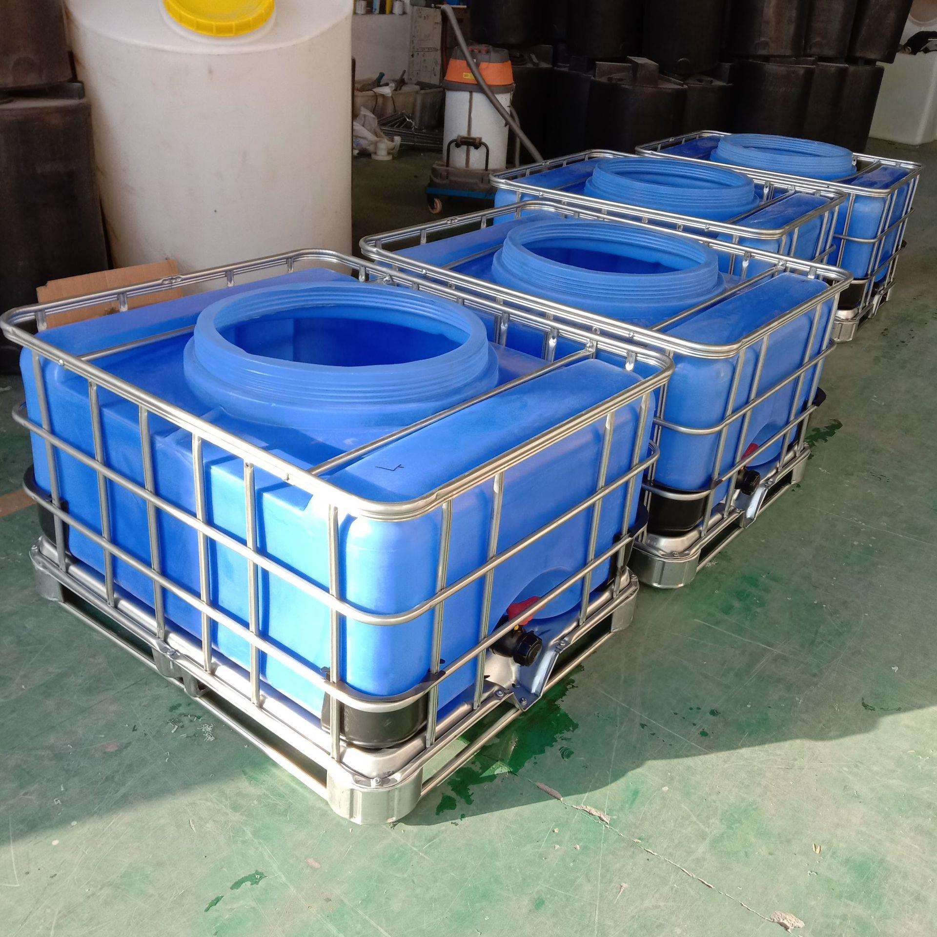 江苏 大口径吨桶蓝色0.5吨 吨桶容器集装桶储水桶方桶500升柴油桶