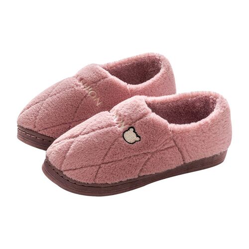 Simple Bag Heel Cotton Slippers For Women, Thick-soled Plush