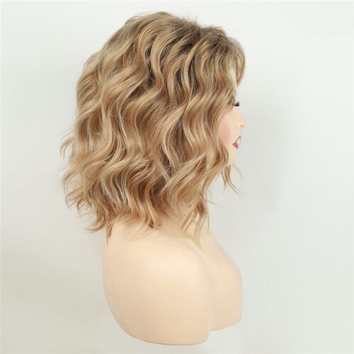 Wig Womens Short Curly Hair, Fashionable Top Dyed, Gradient