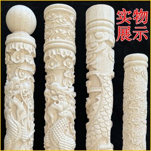 东阳木雕龙柱盘龙柱佛龛神龛龙柱实木雕刻立体手工龙柱定制祥云柱