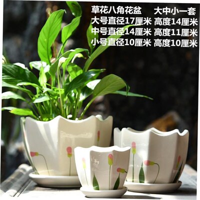 flowerpot ceramic simple large indoor plant pot with tray
