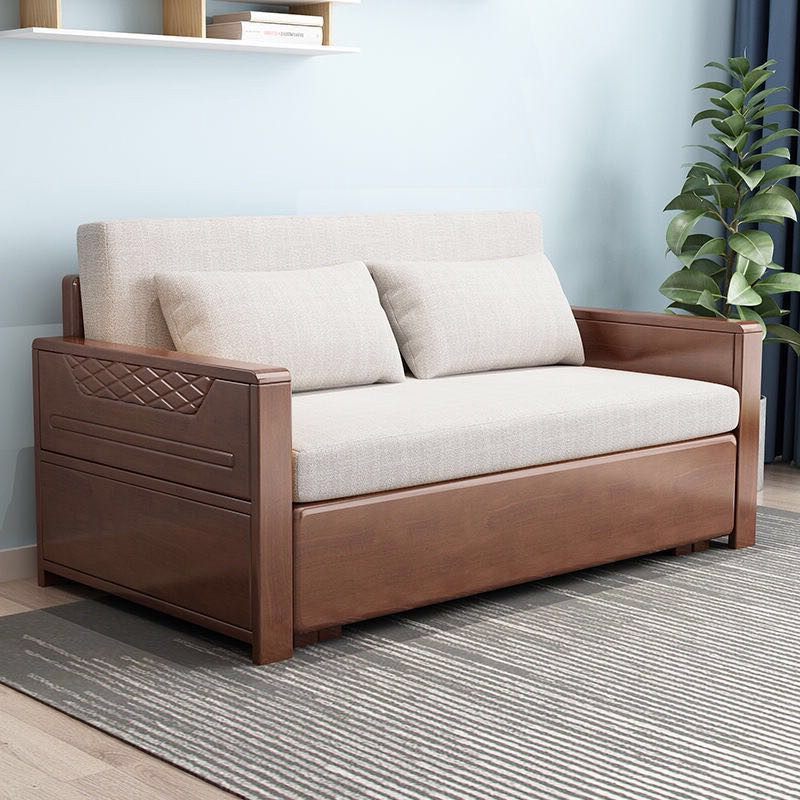 实木沙发床两用可折叠小户型客厅多功能抽拉式推拉伸缩坐卧两用床