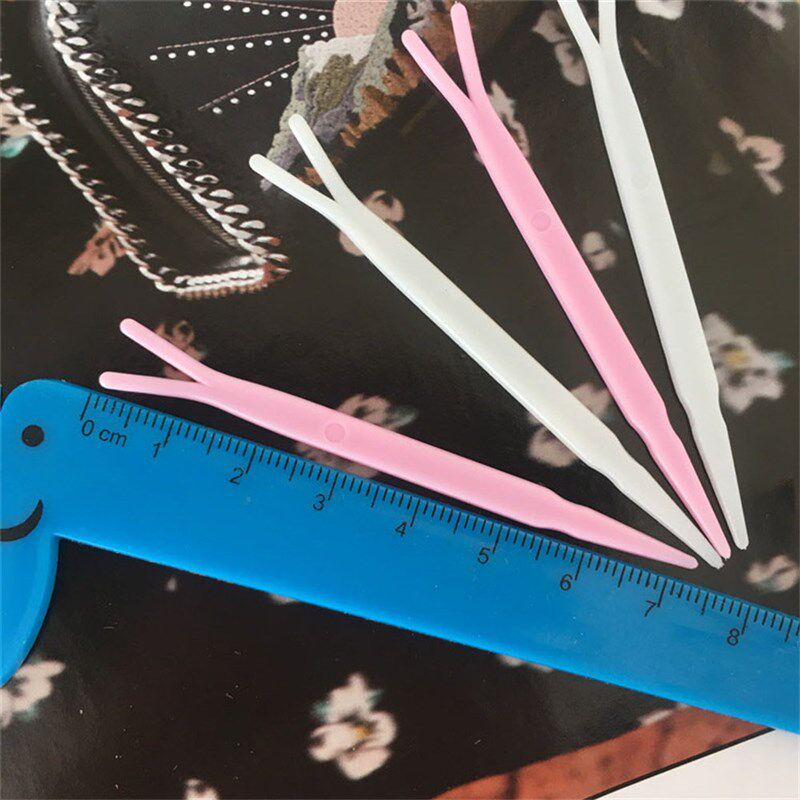 Plastic White Pink Tweezers Clips For Eyelid Tape Sticker To - 实物图