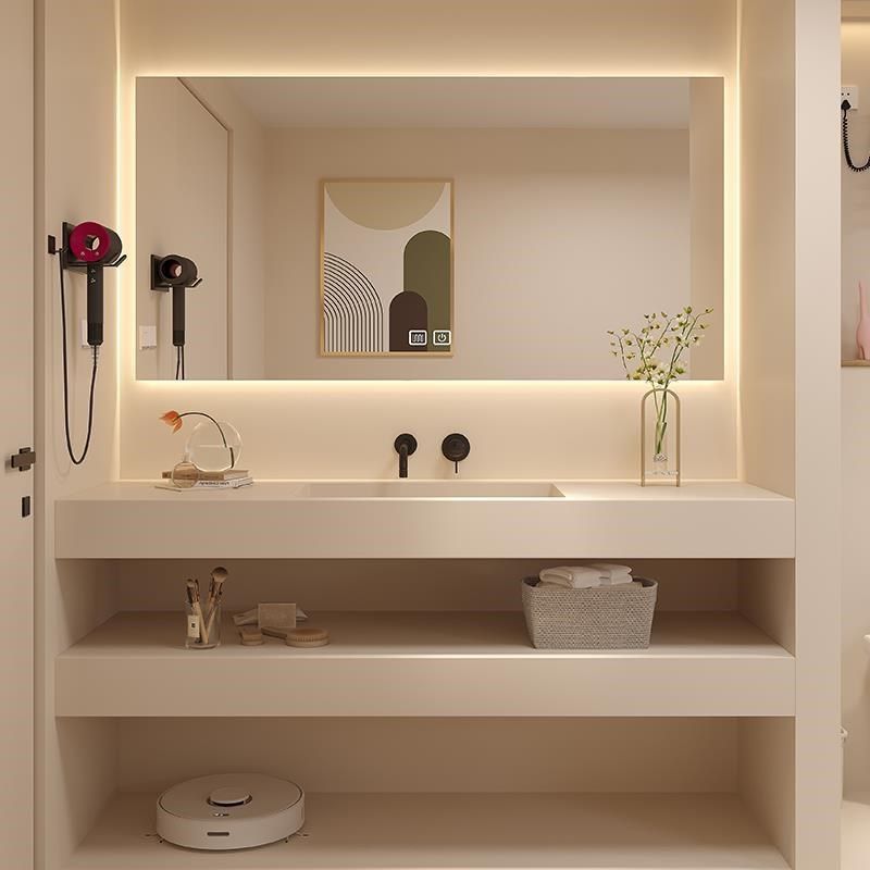 层岩板浴室柜无缝陶瓷盆柜卫生间洗手洗脸洗漱浴台实木镜柜,家装主材,浴室柜组合,淘宝优惠券,粉丝福利购,淘宝优惠卷