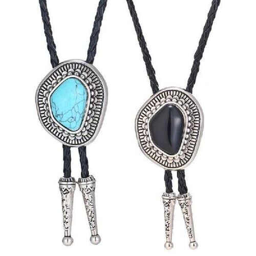 Bolo Tie for Male Western Cowboy Necktie with Gemstones
