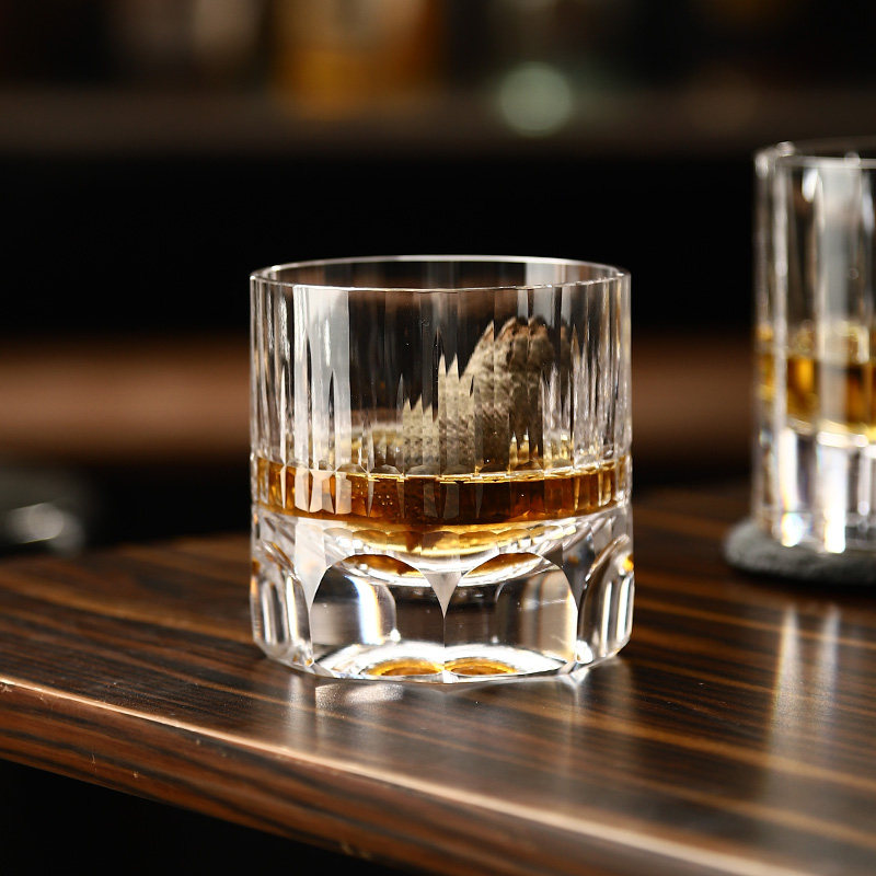 江户切子高端威士忌杯手工水晶玻璃雕花洋酒杯装喝水杯子