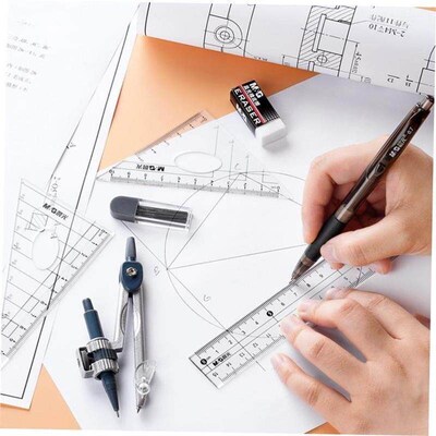 8 Pcs/Set Compass Ruler Set Protractor Drawing Triangle Eras