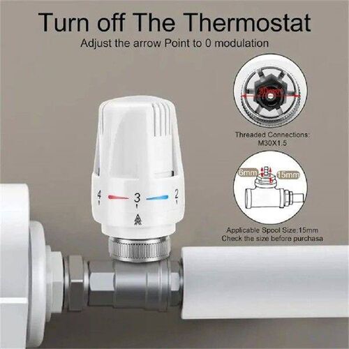 3pcs Frost-Proof Radiator Thermostat Heads Adjustable
